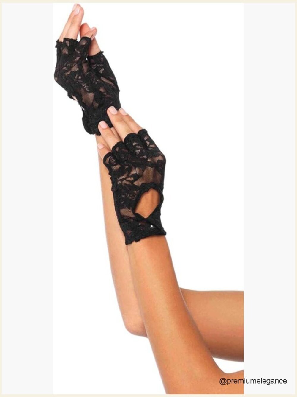 Lace Keyhole Fingerless Gloves - Floral, Button Cuff